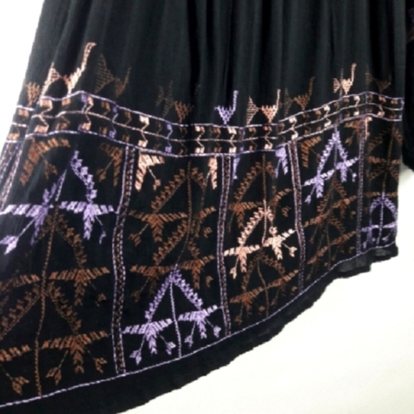 Free People Embroidered Long Sleeve Flowy Babydoll Mini Dress - Picture 6 of 8